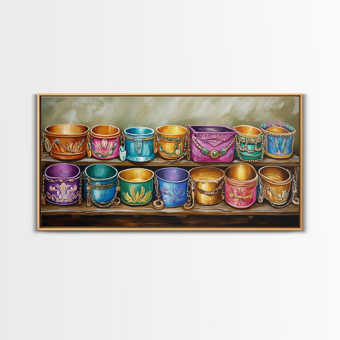 Colorful Southwestern Cuff Bracelets Wall Art, Turquoise Jewelry Decor, Boho Western Art Print, Eclectic Housewarming Gift