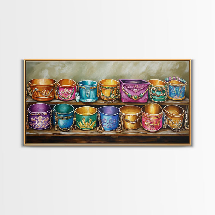 Colorful Southwestern Cuff Bracelets Wall Art, Turquoise Jewelry Decor, Boho Western Art Print, Eclectic Housewarming Gift