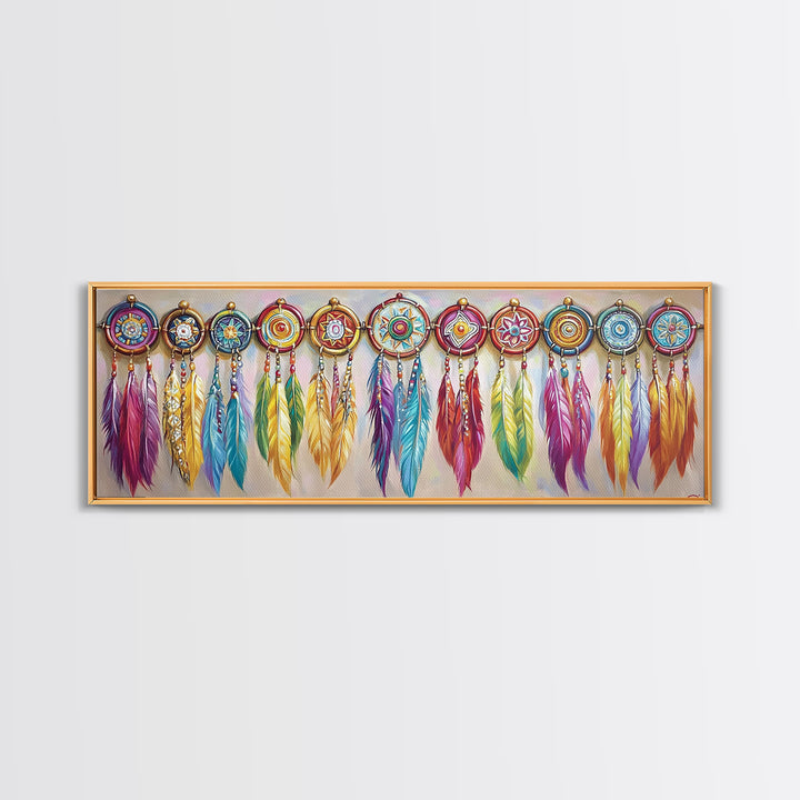 Colorful Dreamcatcher Feather Wall Art, Boho Western Decor, Southwestern Nursery Print, Vibrant Tribal Housewarming Gift