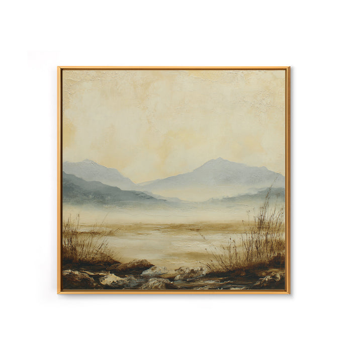 Panoramic Misty Mountain Landscape Framed Canvas Print, Above Bed Art, Bedroom Wall Art, Bedroom Decor, Fine Art, Serenity, ABA-1x1-1