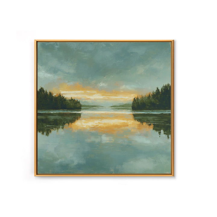 Calming Lake Reflection Framed Canvas Print, Above Bed Art, Textured Wall Art, Bedroom Decor, Fine Art, Serenity, Western Decor, ABA-1x1-11