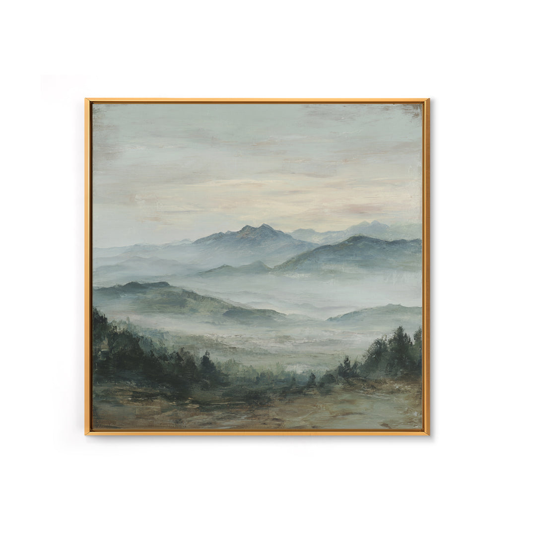Panoramic Misty Mountain Landscape Canvas Print, Above Bed Art, Neutral Decor, Bedroom Decor, Fine Art, Serenity, Wall Decor, ABA-1x1-25