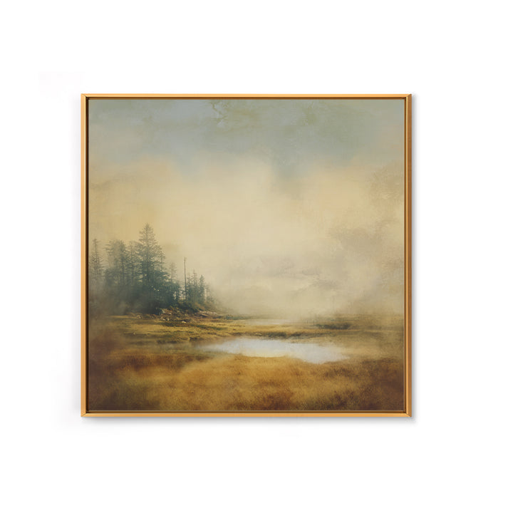 Quiet Forest Ridge Softened by Fog Framed Canvas Print, Above Bed Art, Bedroom Wall Art, Bedroom Decor, Fine Art, Serenity, ABA-1x1-38
