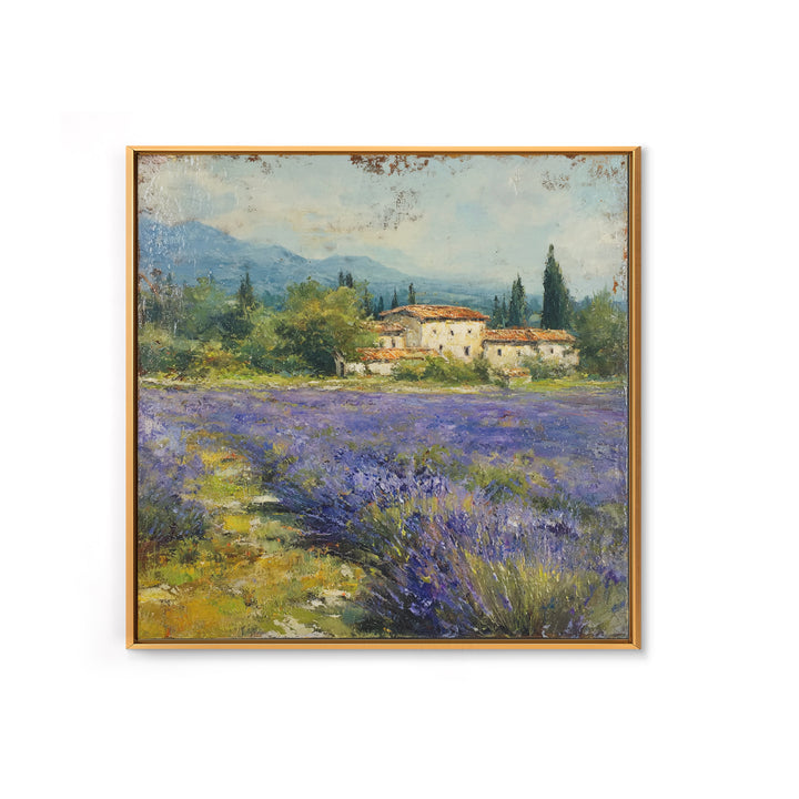 Oversized Lavender Field Framed Canvas Print, Above Bed Art, Dopamine Decor, Bedroom Decor, Oil Painting, Serenity, ABA-1x1-43