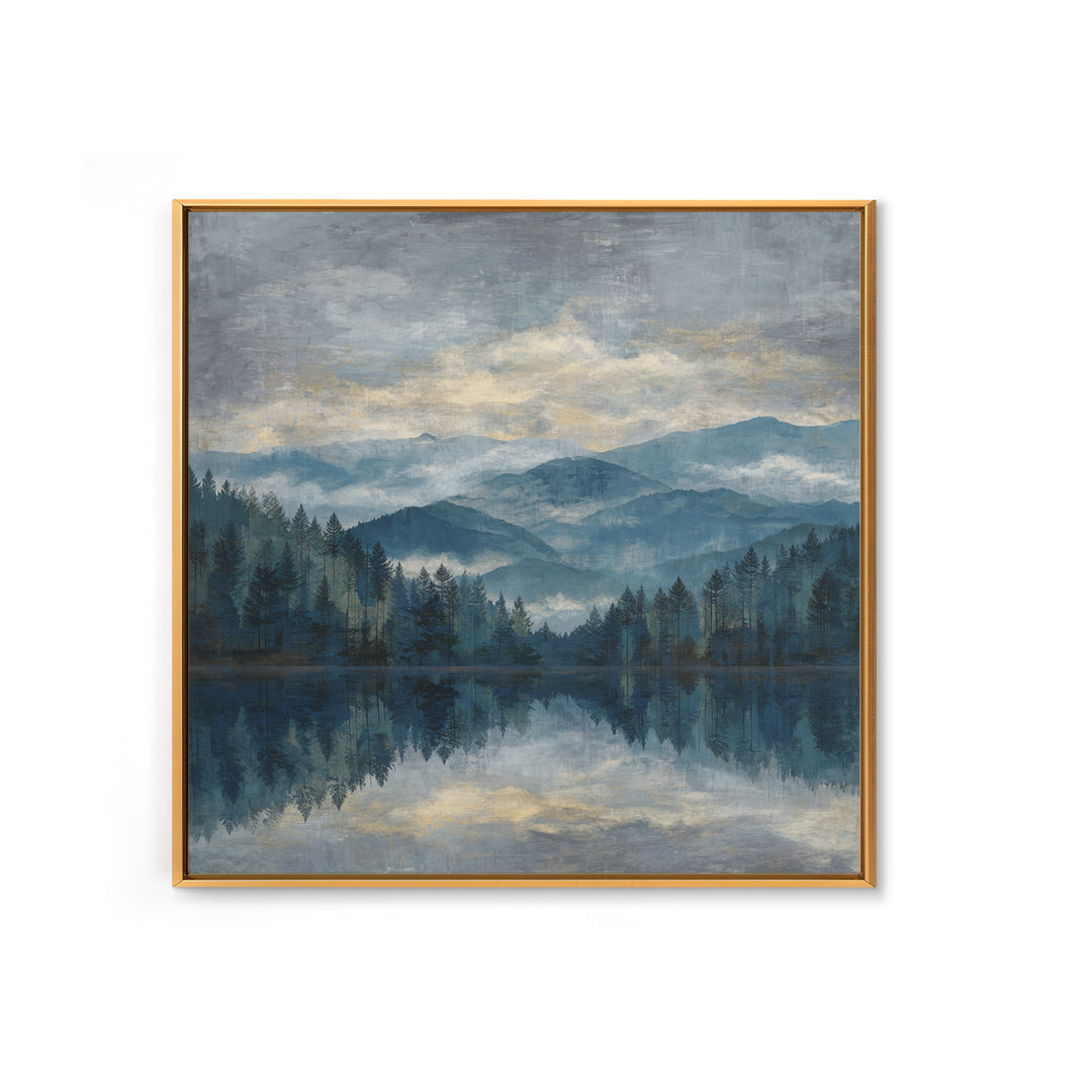 Soft Alpine Horizon Framed Canvas Print, Above Bed Art, Digital Prints, Bedroom Decor, Oil Painting, Serenity, Printable Art, ABA-1x1-48