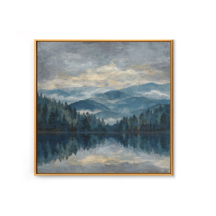 Soft Alpine Horizon Framed Canvas Print, Above Bed Art, Digital Prints, Bedroom Decor, Oil Painting, Serenity, Printable Art, ABA-1x1-48