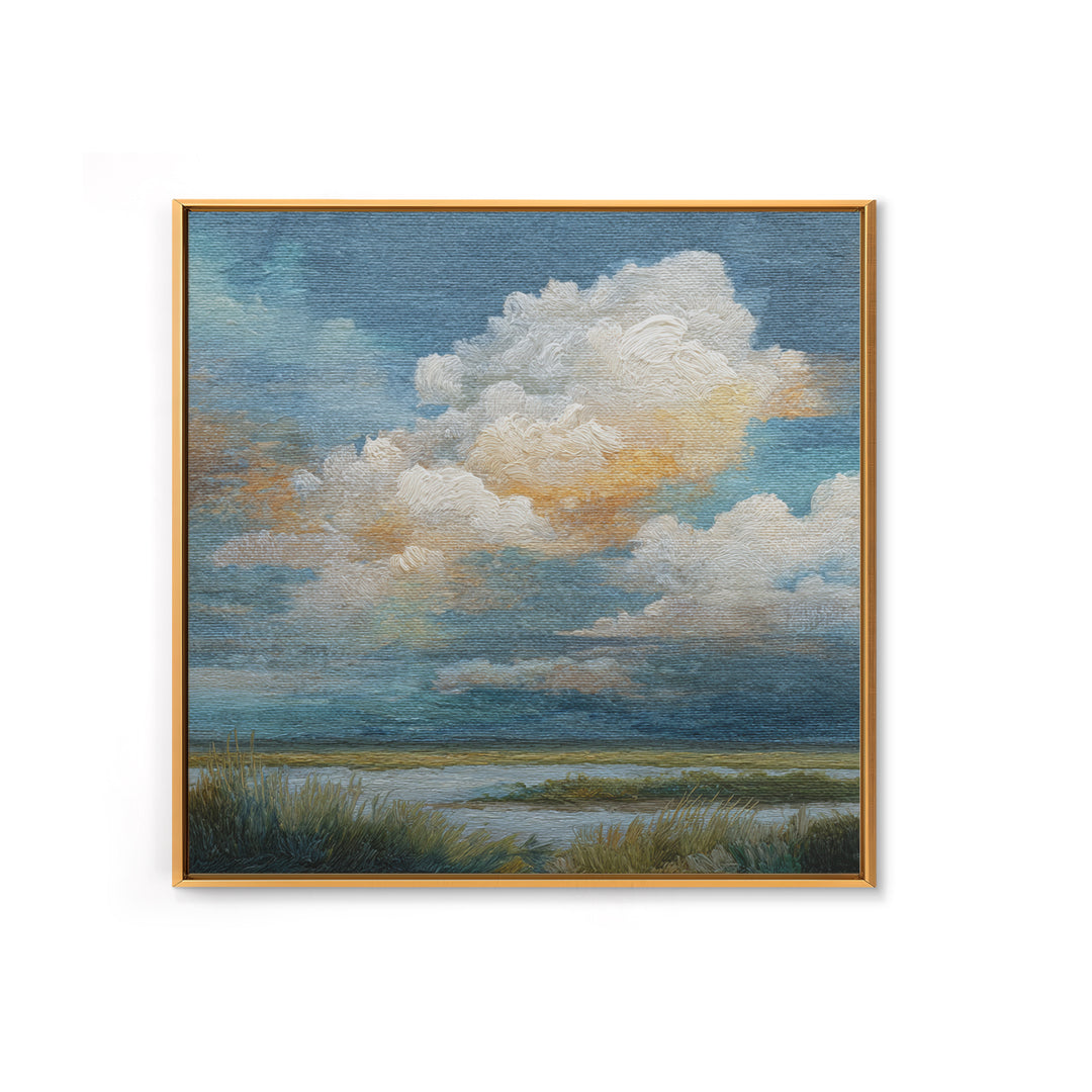 Tranquil Cloudscape with Blush Undertones Canvas Print, Above Bed Art, 3 Piece Wall Art, Bedroom Decor, Fine Art, Serenity, ABA-1x1-5