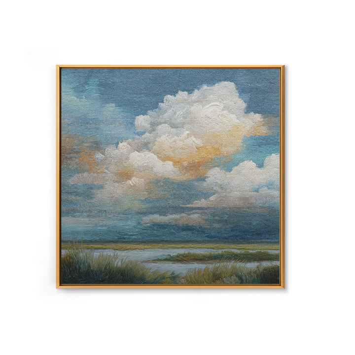 Tranquil Cloudscape with Blush Undertones Canvas Print, Above Bed Art, 3 Piece Wall Art, Bedroom Decor, Fine Art, Serenity, ABA-1x1-5