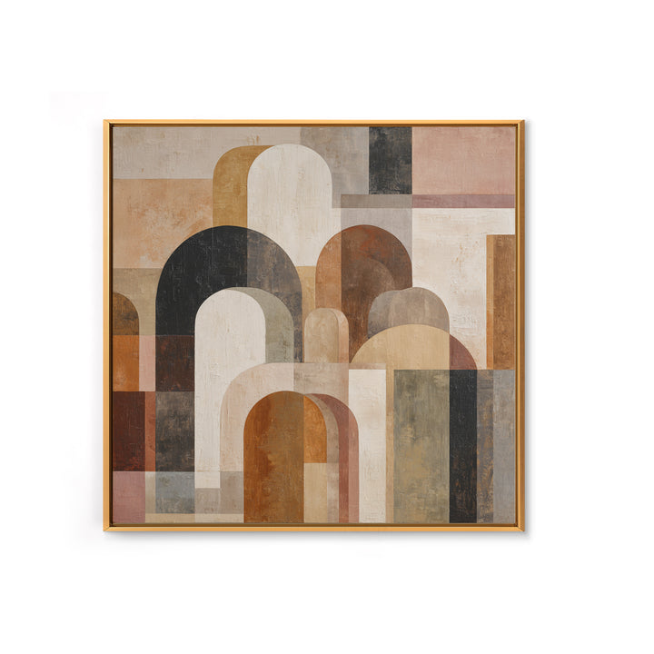 Neutral Abstract Arches Framed Canvas Print, Above Bed Art, Horizontal Wall Art, Bedroom Decor, Abstract Art, Serenity, ABA-1x1-52