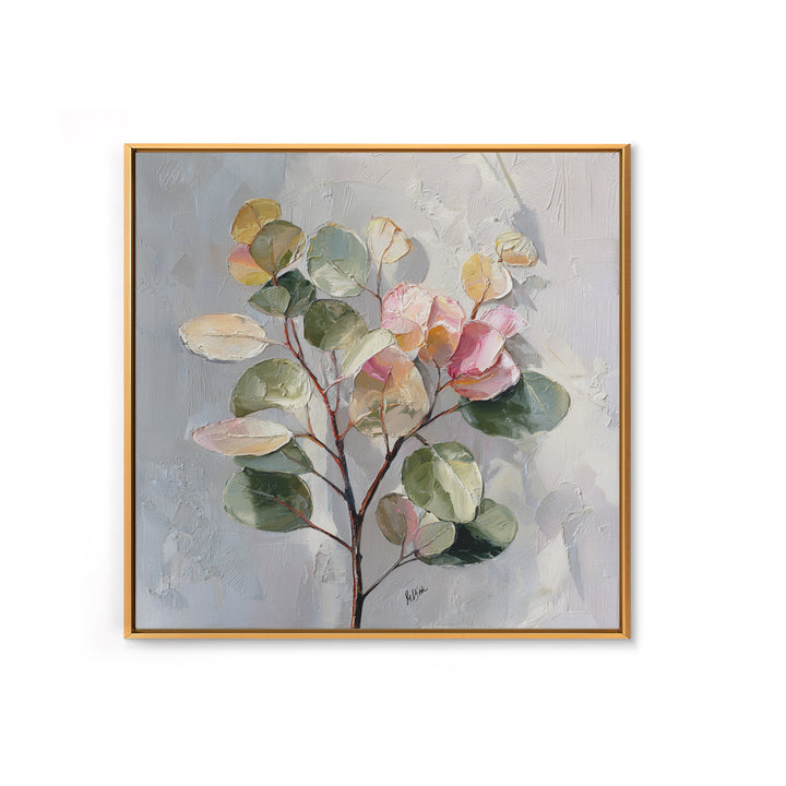 Soft Eucalyptus Branches Arranged Symmetrically Canvas Print, Above Bed Art, Dopamine Decor, Bedroom Decor, Serenity, ABA-1x1-6