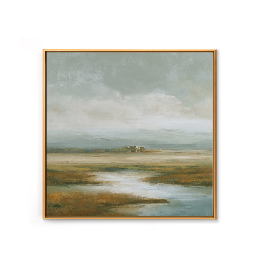 Soft Alpine Horizon Framed Canvas Print, Above Bed Art, Living Room Wall Art, Bedroom Decor, Fine Art, Serenity, Luxury Decor, ABA-1x1-72