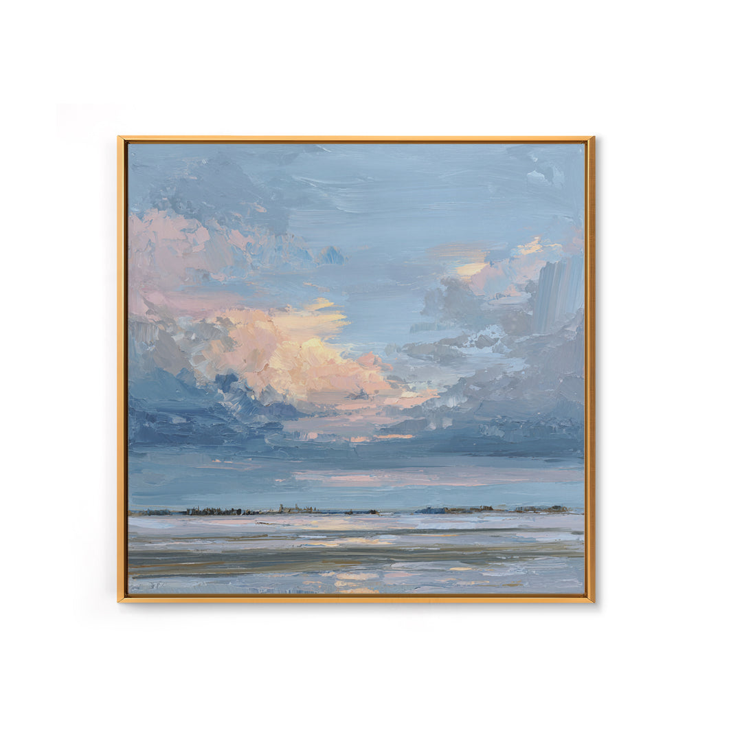 Tranquil Cloudscape with Blush Undertones Canvas Print, Above Bed Art, Room Decor, Bedroom Decor, Fine Art, Serenity, ABA-1x1-77