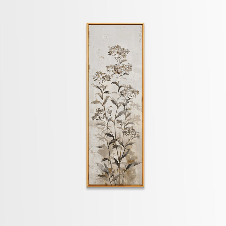 Tonal Botanical Shadows on Plaster Surface Canvas Print, Above Bed Art, Digital Print, Bedroom Decor, Fine Art, Serenity, ABA-1x3-11