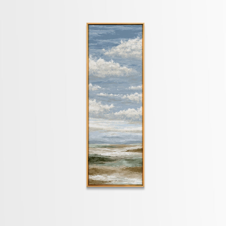 Tranquil Cloudscape with Blush Undertones Canvas Print, Above Bed Art, Room Decor, Bedroom Decor, Fine Art, Serenity, ABA-1x3-17
