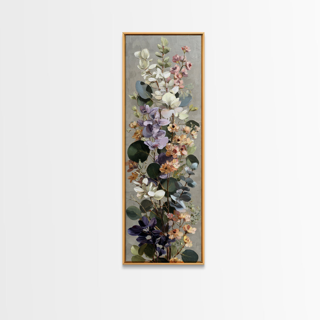 Soft Eucalyptus Branches Arranged Symmetrically Canvas Print, Above Bed Art, Bedroom Wall Art, Bedroom Decor, Oil Painting, ABA-1x3-18