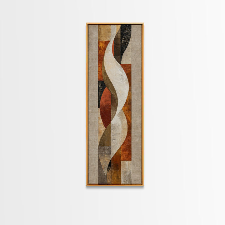 Warm Taupe Abstract Waves Framed Canvas Print, Above Bed Art, Minimalist Decor, Bedroom Decor, Abstract Art, Serenity, ABA-1x3-3