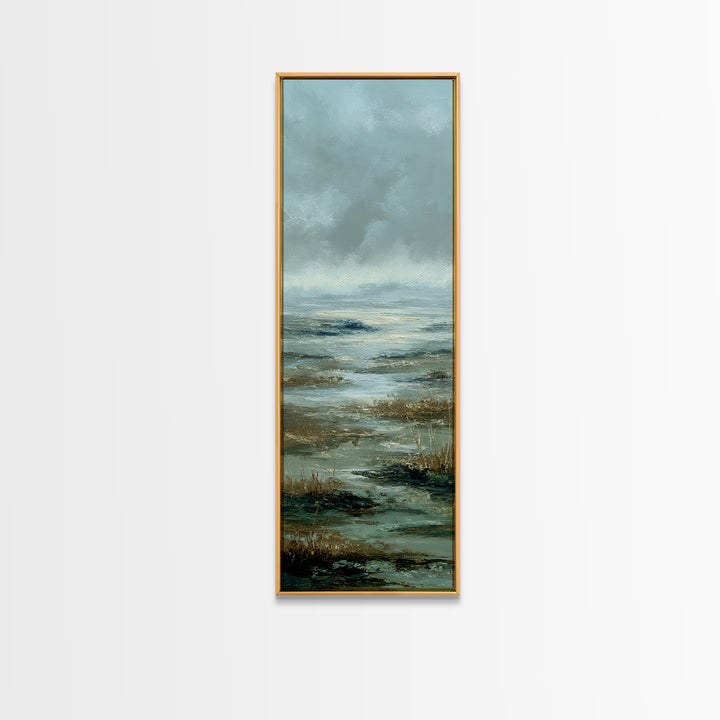 Tranquil Cloudscape with Blush Undertones Canvas Print, Above Bed Art, Horizontal Wall Art, Bedroom Decor, Fine Art, Serenity, ABA-1x3-41