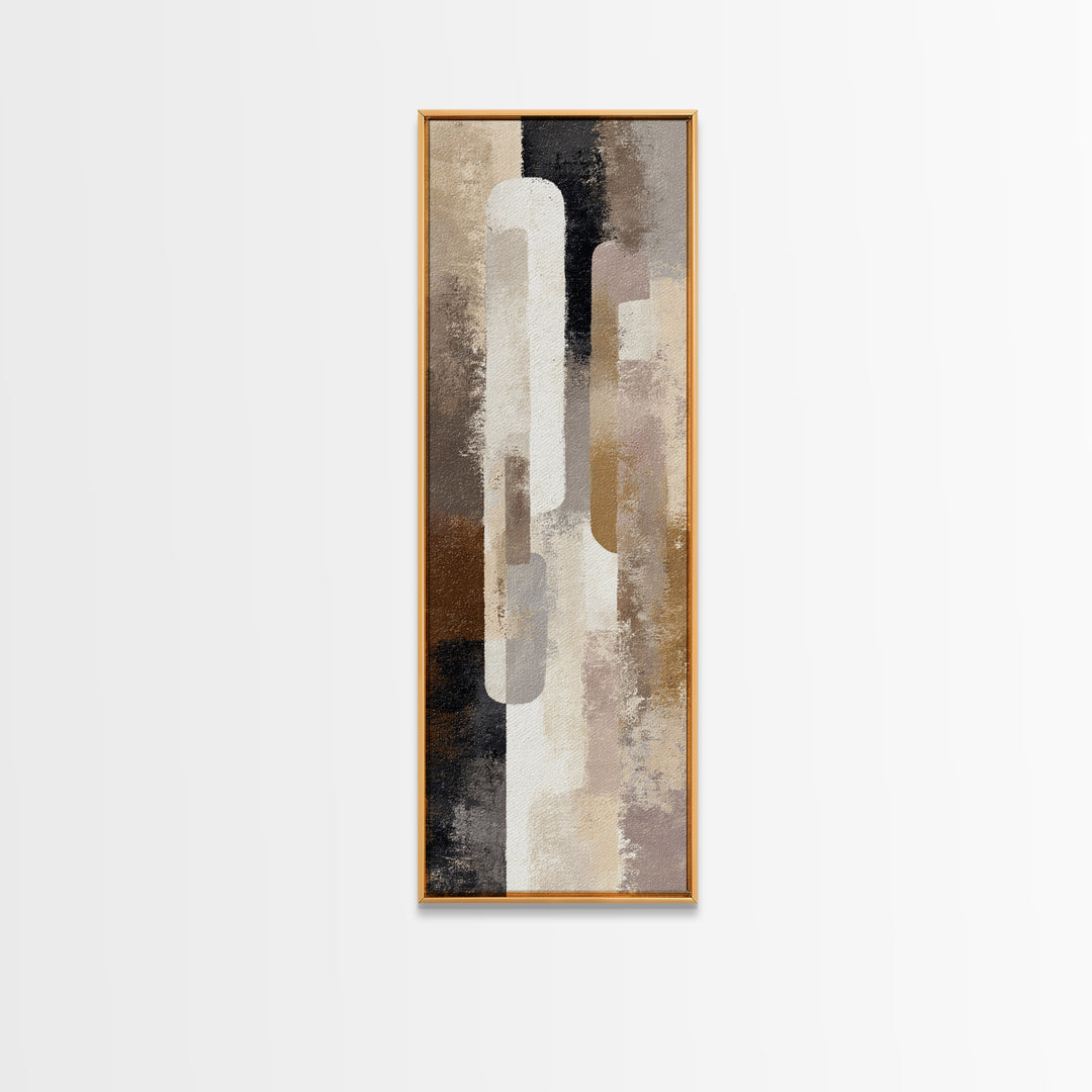Japandi Ink Shapes Canvas Print, Above Bed Art, Horizontal Wall Art, Bedroom Decor, Abstract Art, Serenity, Home Decor, ABA-1x3-6