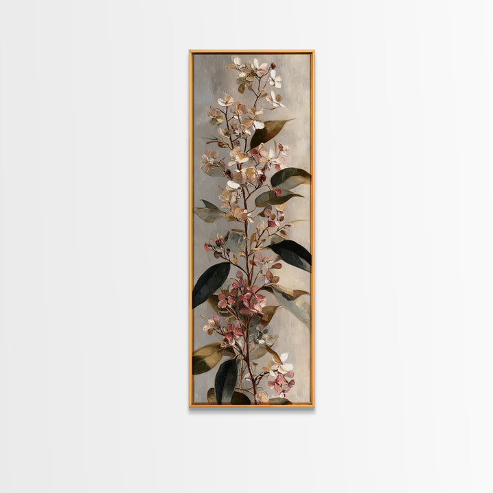 Soft Eucalyptus Branches Arranged Symmetrically Canvas Print, Above Bed Art, Neutral Decor, Bedroom Decor, Serenity, ABA-1x3-66