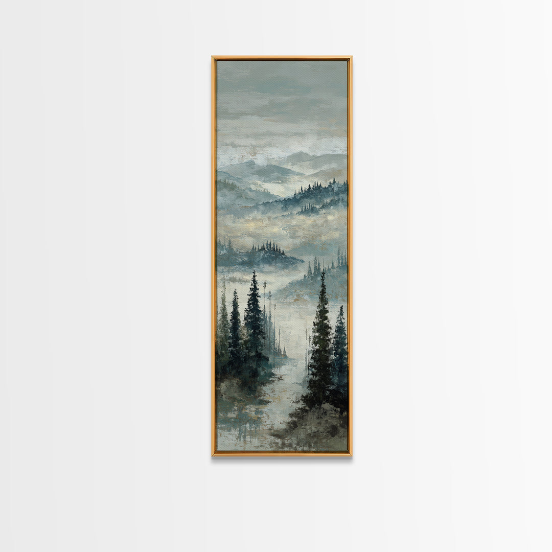 Soft Alpine Horizon Framed Canvas Print, Above Bed Art, Original Art, Bedroom Decor, Oil Painting, Serenity, ABA-1x3-84