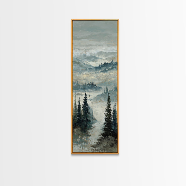 Soft Alpine Horizon Framed Canvas Print, Above Bed Art, Original Art, Bedroom Decor, Oil Painting, Serenity, ABA-1x3-84