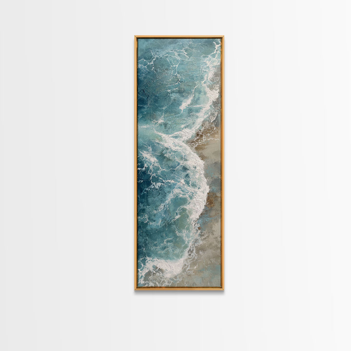 Serene Ocean Tide Seen from Above Canvas Print, Above Bed Art, Gallery Decor, Bedroom Decor, Fine Art, Serenity, Wall Art, ABA-1x3-9