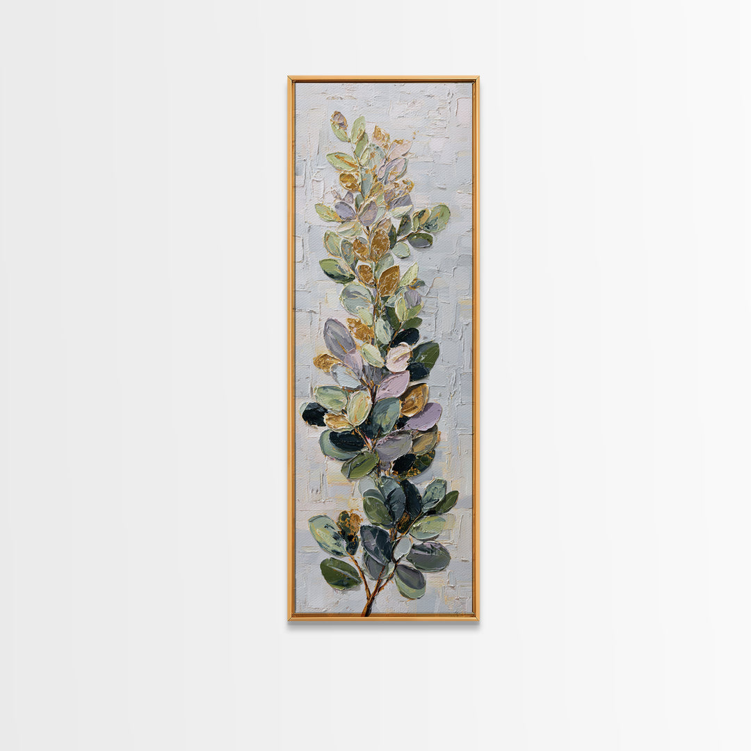 Soft Eucalyptus Branches Arranged Symmetrically Canvas Print, Above Bed Art, Art Print, Bedroom Decor, Watercolor Art, Serenity, ABA-1x3-90