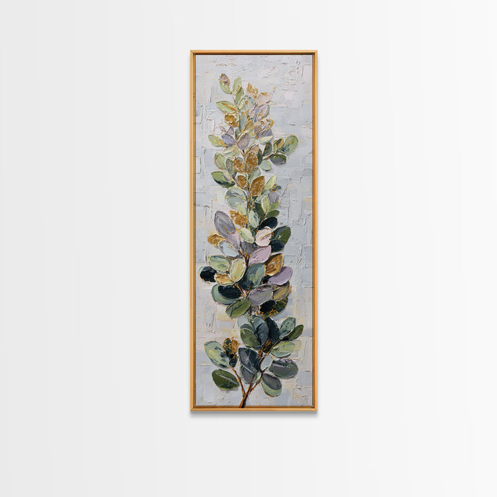 Soft Eucalyptus Branches Arranged Symmetrically Canvas Print, Above Bed Art, Art Print, Bedroom Decor, Watercolor Art, Serenity, ABA-1x3-90