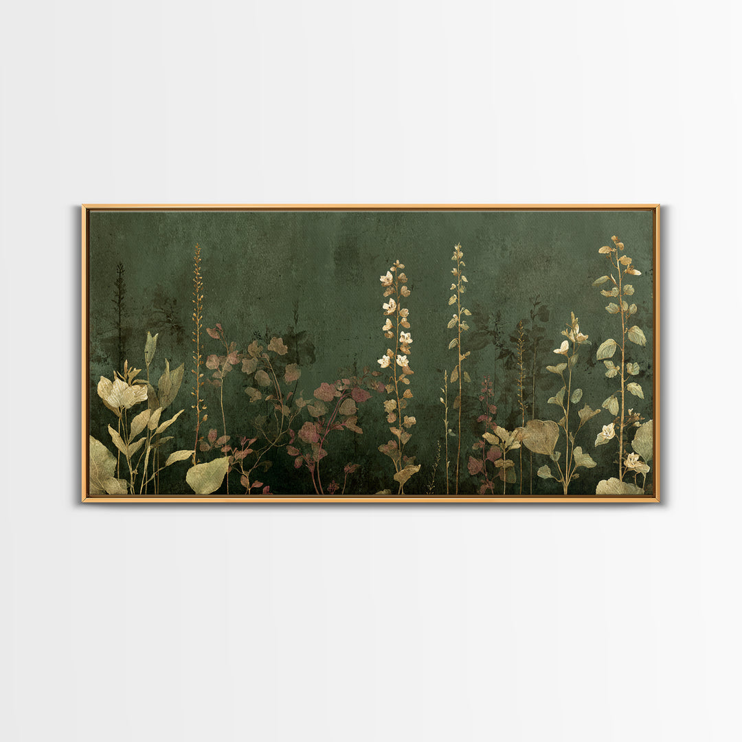 Tonal Botanical Shadows on Plaster Surface Canvas Print, Above Bed Art, Photography Prints, Bedroom Decor, Serenity, ABA-2x1-19