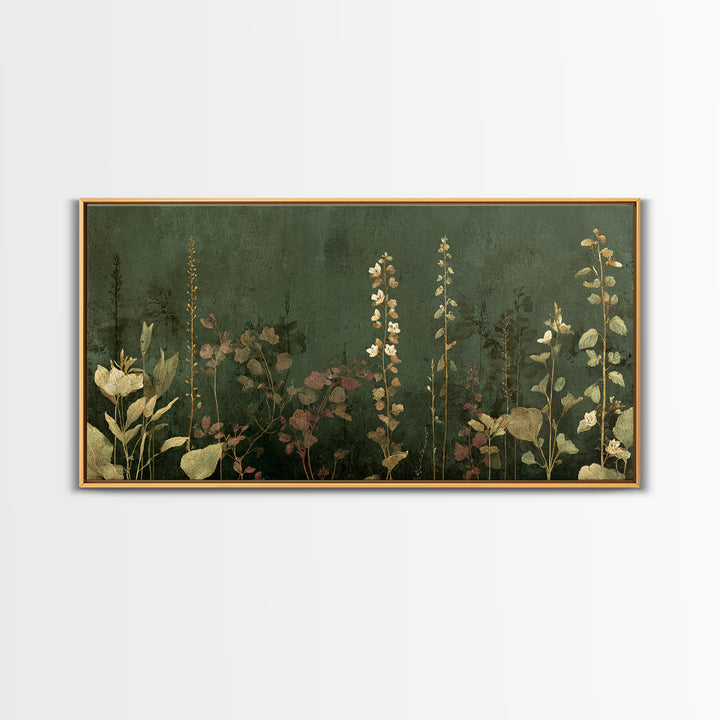Tonal Botanical Shadows on Plaster Surface Canvas Print, Above Bed Art, Photography Prints, Bedroom Decor, Serenity, ABA-2x1-19