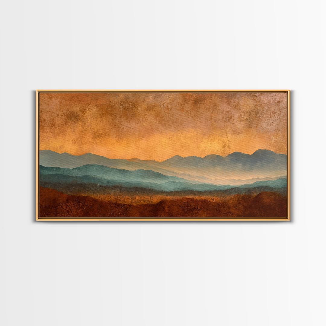 Dreamy Desert Sunset Framed Canvas Print, Above Bed Art, Modern Decor, Bedroom Decor, Fine Art, Serenity, Digital Prints, ABA-2x1-27