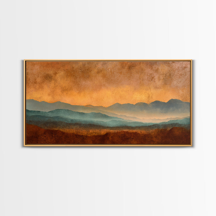 Dreamy Desert Sunset Framed Canvas Print, Above Bed Art, Modern Decor, Bedroom Decor, Fine Art, Serenity, Digital Prints, ABA-2x1-27