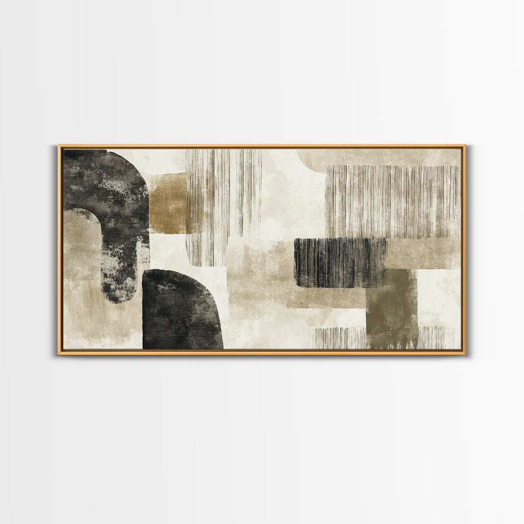 Japandi Ink Shapes Framed Canvas Print, Above Bed Art, Modern Decor, Bedroom Decor, Abstract Art, Serenity, Digital Prints, ABA-2x1-38