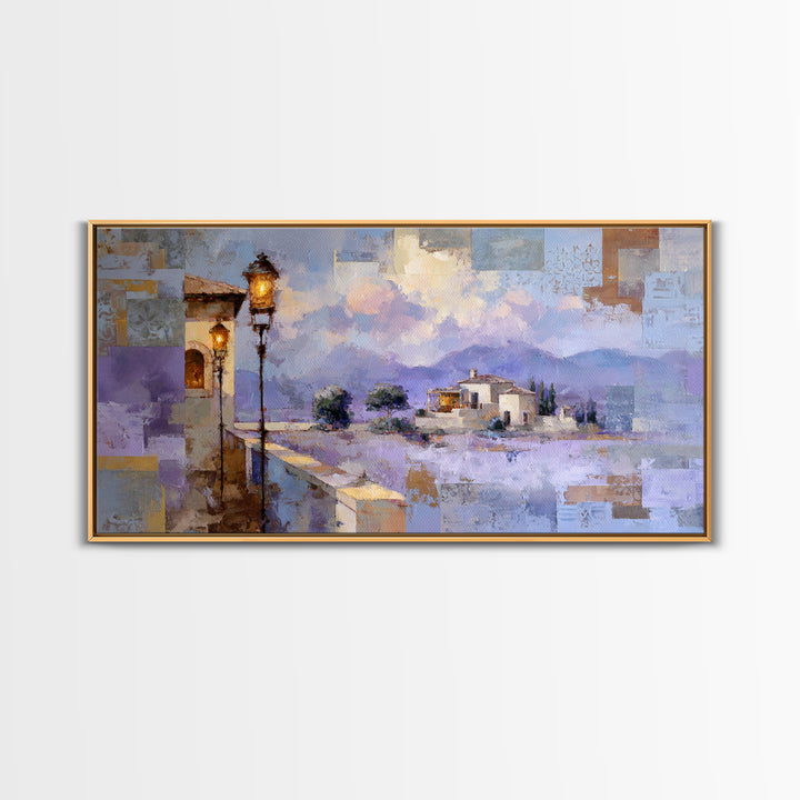 Oversized Lavender Field Canvas Print, Above Bed Art, Bedroom Decor, Oil Painting, Serenity, Whimsical Decor, ABA-2x1-39
