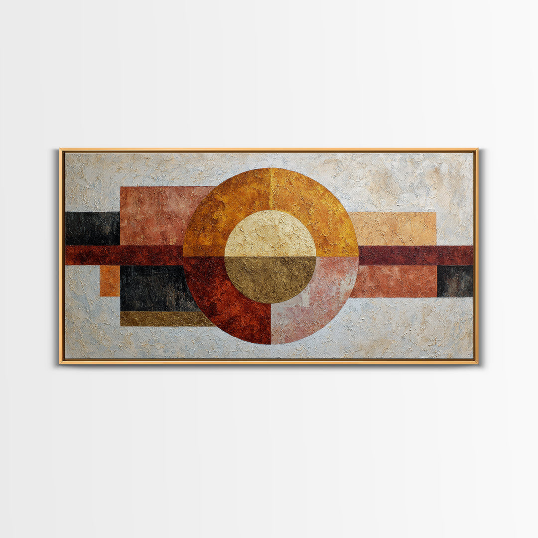 Abstract Sunrise Geometry Framed Canvas Print, Above Bed Art, Wall Decor, Bedroom Decor, Fine Art, Serenity, Apartment Decor, ABA-2x1-40