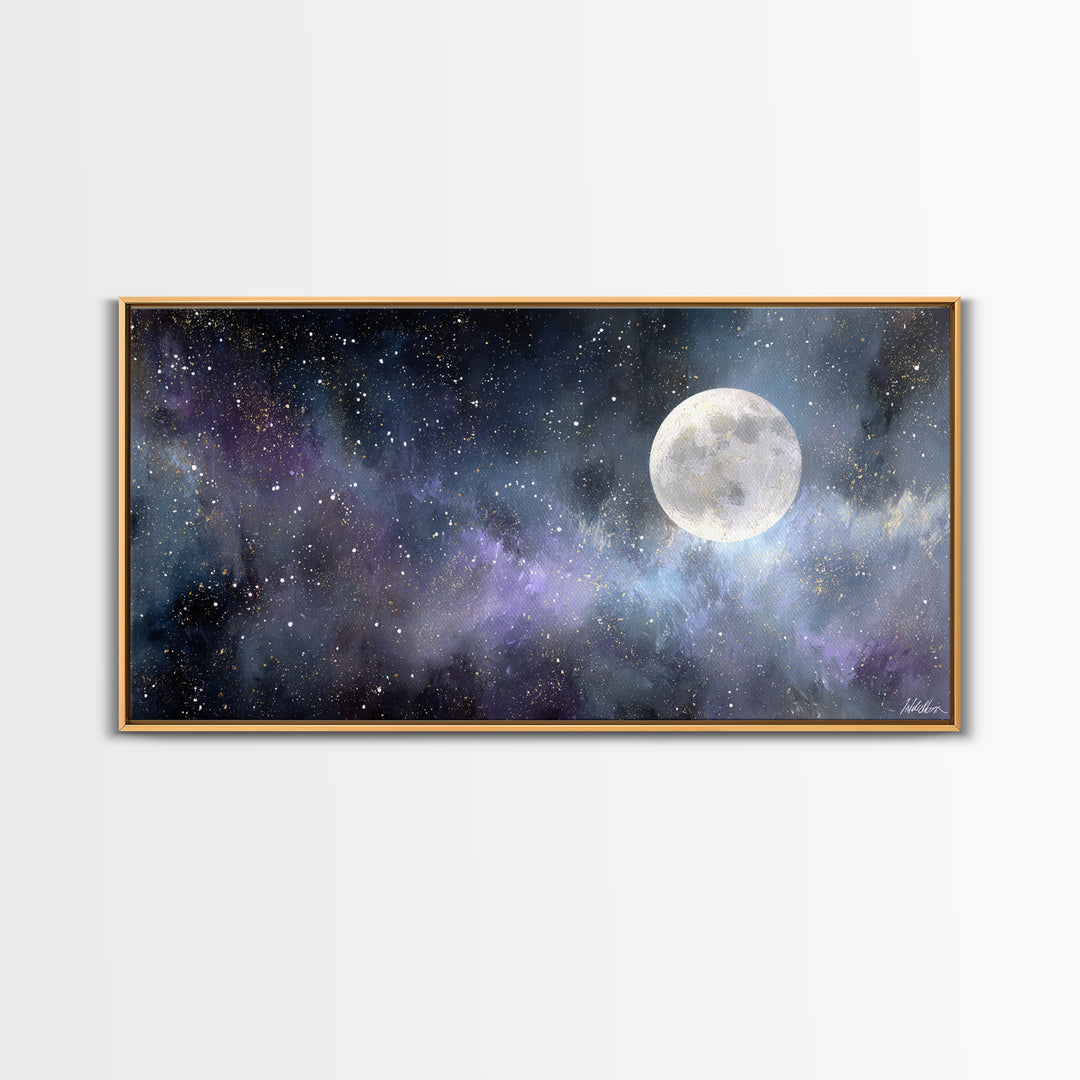 Subtle Celestial Scene Canvas Print, Above Bed Art, Digital Art, Bedroom Decor, Fine Art, Serenity, Living Room Decor, ABA-2x1-57