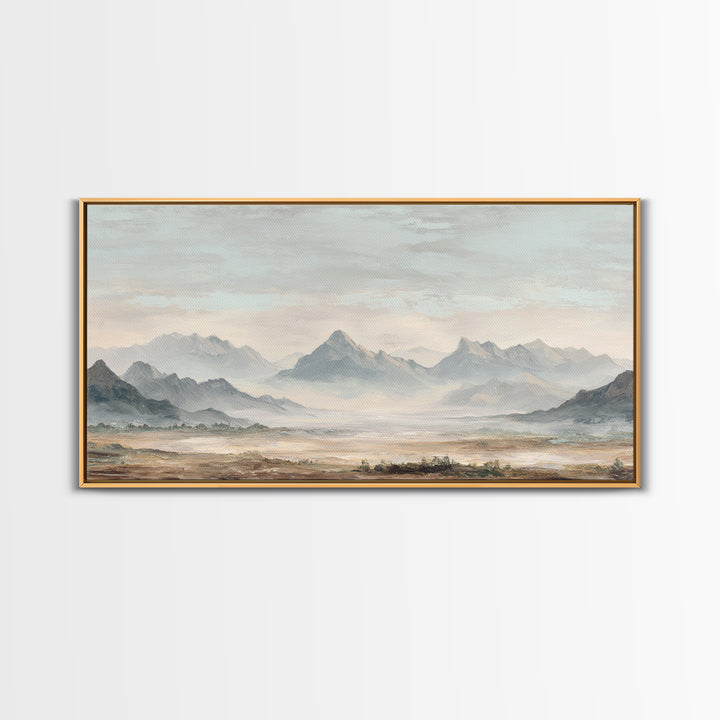 Panoramic Misty Mountain Landscape Canvas Print, Above Bed Art, Textured Wall Art, Bedroom Decor, Fine Art, Serenity, ABA-2x1-69
