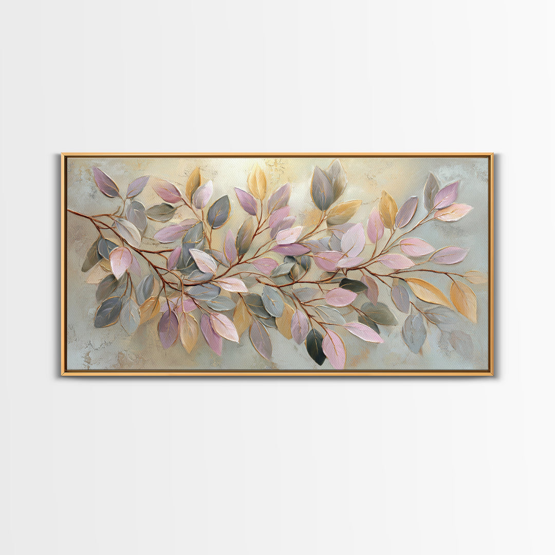 Soft Eucalyptus Branches Arranged Symmetrically Canvas Print, Above Bed Art, Bedroom Decor, Watercolor Art, Serenity, ABA-2x1-74