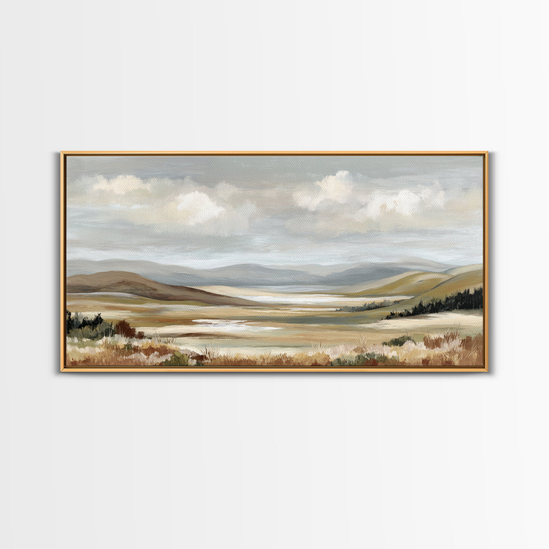 Soft Romantic Landscape Framed Canvas Print, Above Bed Art, Canvas Wall Art, Bedroom Decor, Fine Art, Serenity, Boho Wall Decor, ABA-2x1-85