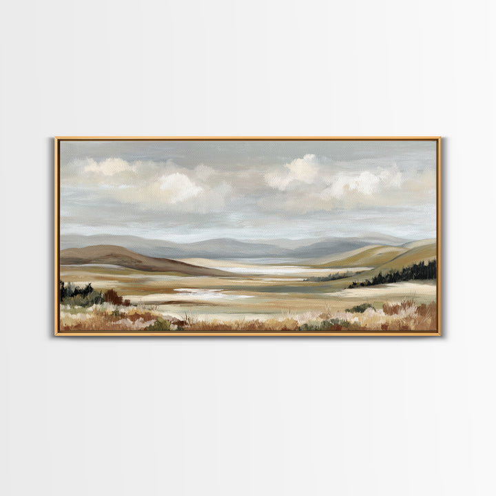 Soft Romantic Landscape Framed Canvas Print, Above Bed Art, Canvas Wall Art, Bedroom Decor, Fine Art, Serenity, Boho Wall Decor, ABA-2x1-85