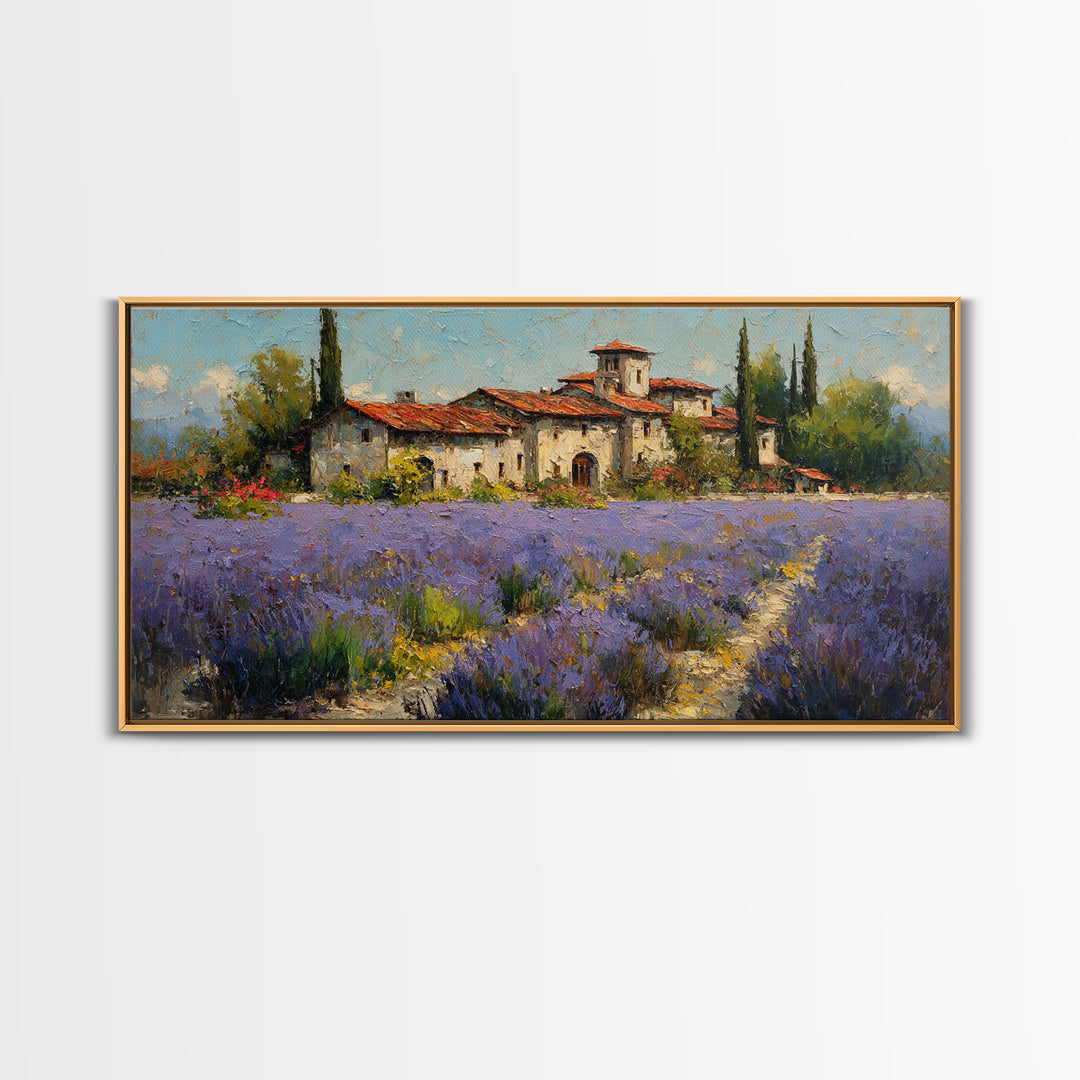 Oversized Lavender Field Framed Canvas Print, Above Bed Art, Sage Green Wall Art, Bedroom Decor, Serenity, Modern Decor, ABA-2x1-87