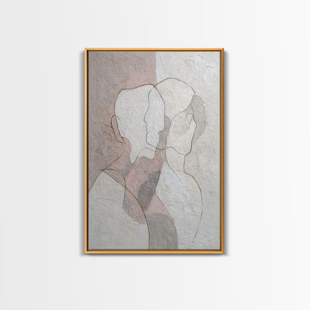 Minimal Two Figure Line Drawing Canvas Print, Above Bed Art, Boho Wall Decor, Bedroom Decor, Fine Art, Serenity, Fine Art Print, ABA-2x3-16