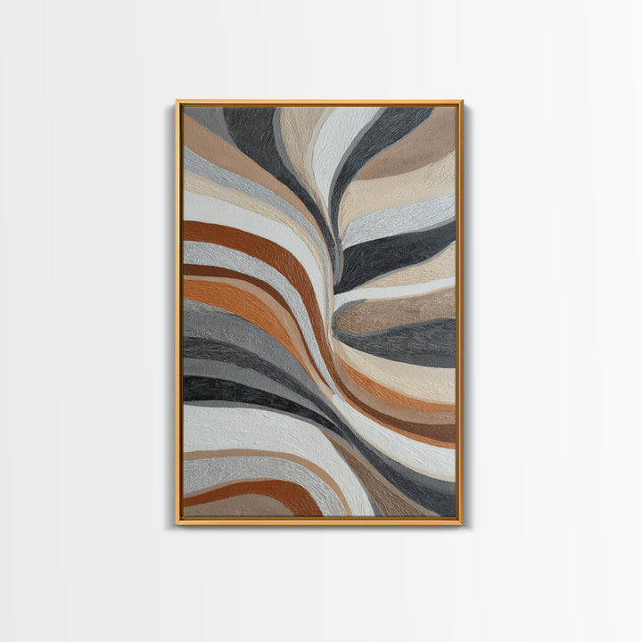 Warm Taupe Abstract Waves Canvas Print, Above Bed Art, Art Print, Bedroom Decor, Abstract Art, Serenity, Dorm Decor, ABA-2x3-23