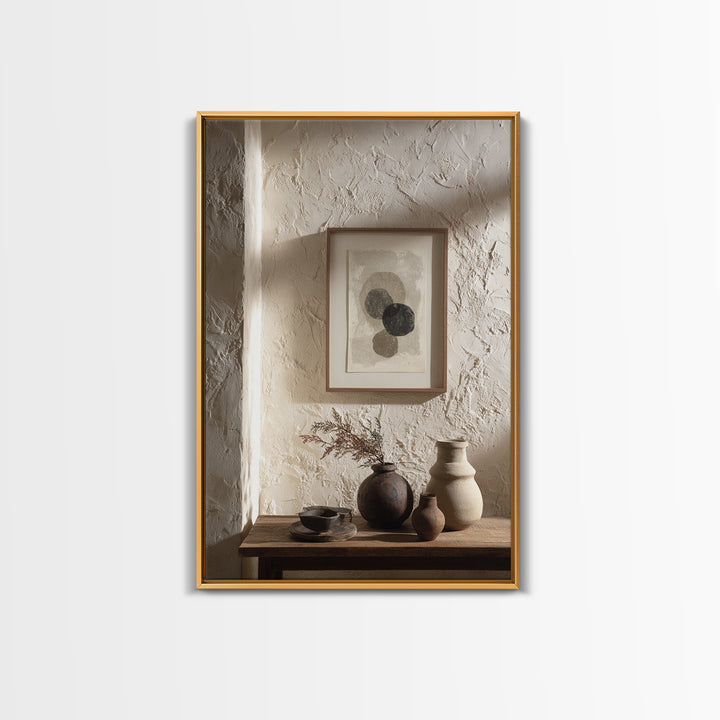 Japandi Ink Shapes Framed Canvas Print, Above Bed Art, Statement Artwork, Bedroom Decor, Fine Art, Serenity, Printable Wall Art, ABA-2x3-26
