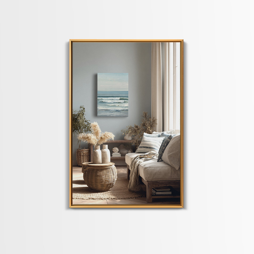 Serene Ocean Tide Seen from Above Canvas Print, Above Bed Art, Wall Decor, Bedroom Decor, Fine Art, Serenity, Apartment Decor, ABA-2x3-29