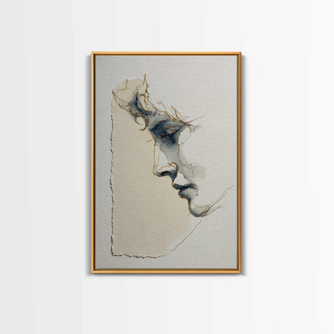Minimal Two Figure Line Drawing Canvas Print, Above Bed Art, Modern Decor, Bedroom Decor, Fine Art, Serenity, Digital Prints, ABA-2x3-40