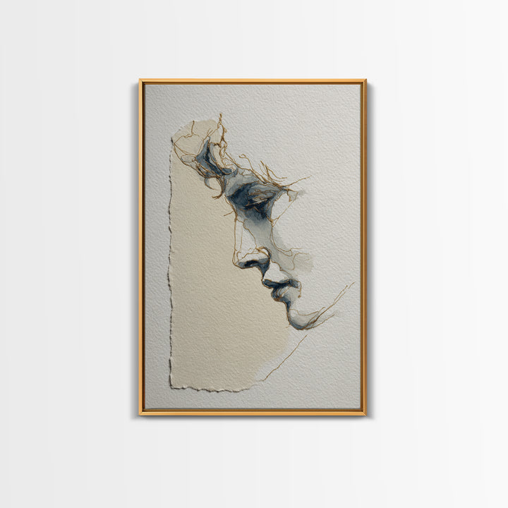 Minimal Two Figure Line Drawing Canvas Print, Above Bed Art, Modern Decor, Bedroom Decor, Fine Art, Serenity, Digital Prints, ABA-2x3-40