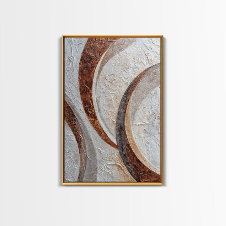 Warm Taupe Abstract Waves Framed Canvas Print, Above Bed Art, Wall Art, Bedroom Decor, Fine Art, Serenity, Digital Print, ABA-2x3-47