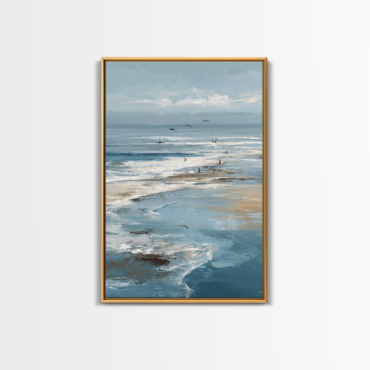Serene Ocean Tide Seen from Above Canvas Print, Above Bed Art, Wall Decor, Bedroom Decor, Fine Art, Serenity, Apartment Decor, ABA-2x3-5