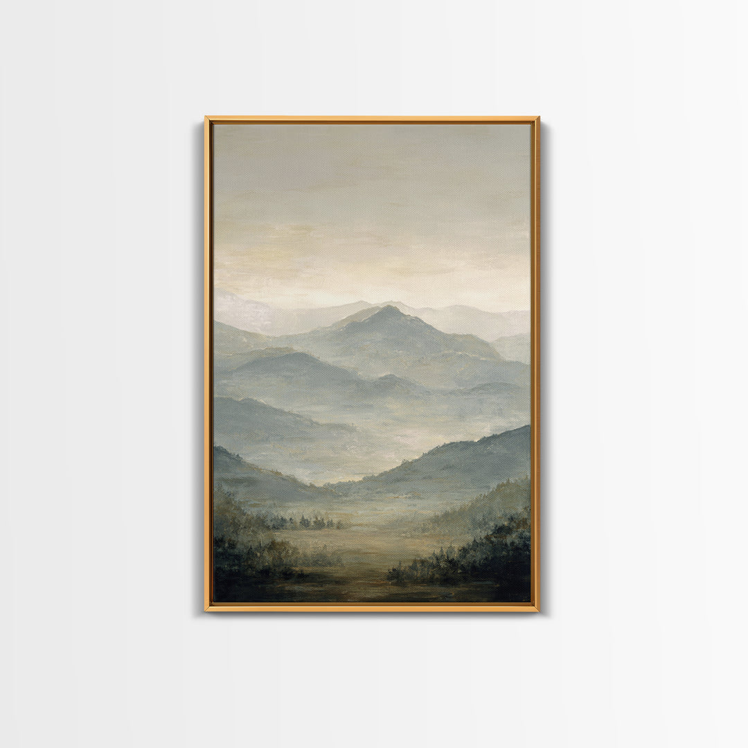 Panoramic Misty Mountain Landscape Canvas Print, Above Bed Art, Apartment Decor, Bedroom Decor, Serenity, Photography Prints, ABA-2x3-57